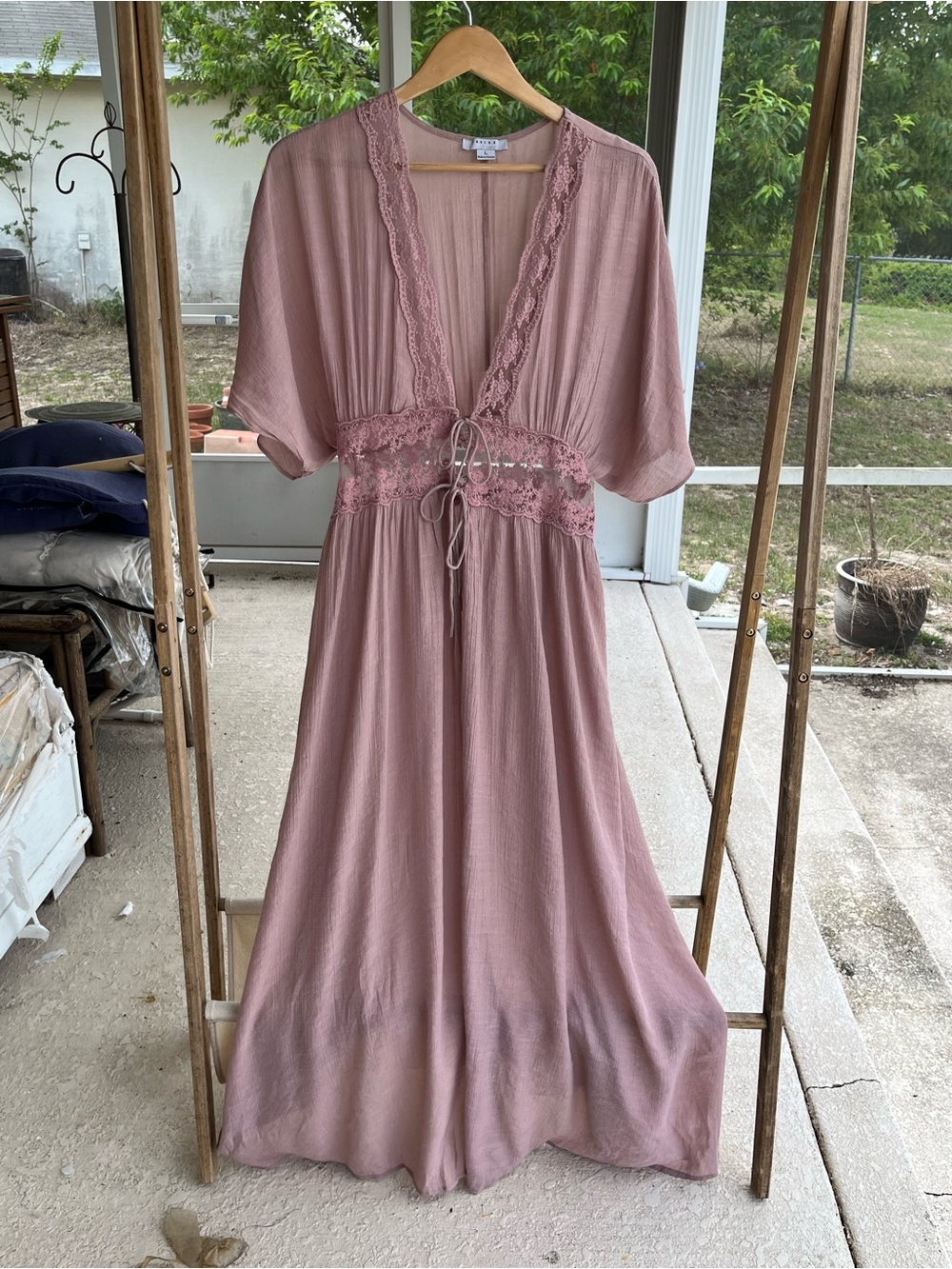 Favilux mauve tie front long duster